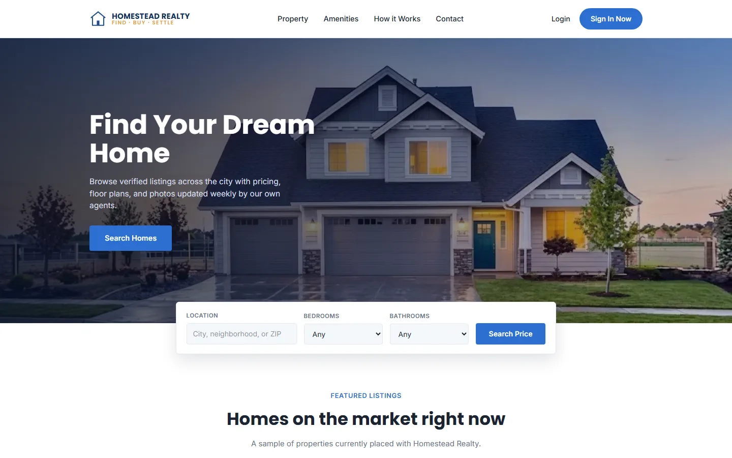 Homestead Realty: Real estate listings website